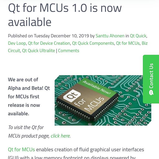 tamhanna's tweet image. #qt #programmer, rejoice. The C++ framework now runs on #STM32F7 and an #nxp #microcontroller. Obvious benefits is communality of code, #QtQuick and #qtcreator support is available. Sadly, this seems to be a purely commercial project, which means…
📸 instagram.com/p/B6YXXeBjGj_/