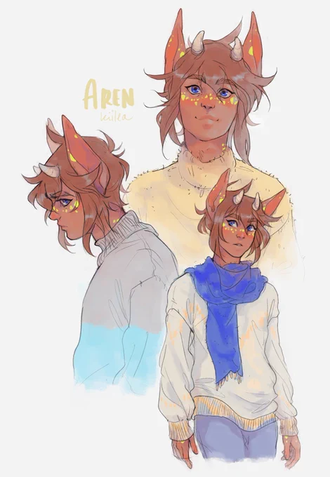Please enjoy my boy Aren and his fuzzy winter sweaters ❄️✨?

#OC #originalcharacter 