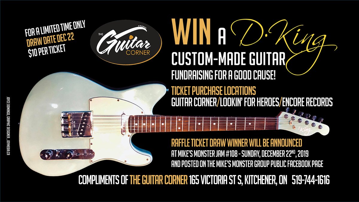 Draw for the D. King Custom Guitar today. Tickets available at the Jam 4pm <a href="/Rhapsodybarrel/">Rhapsody Barrel Bar</a>