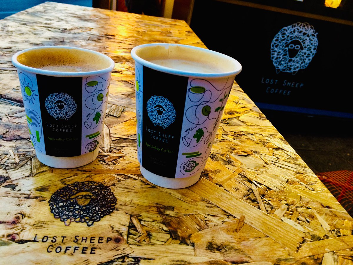<a href="/LemonCreativeUK/">Lemon Creative</a> enjoying fabulous <a href="/SheepCoffee/">Lost Sheep Coffee™</a> at the pod after some Xmas shopping in Canterbury. Beautiful cups #design by us too!