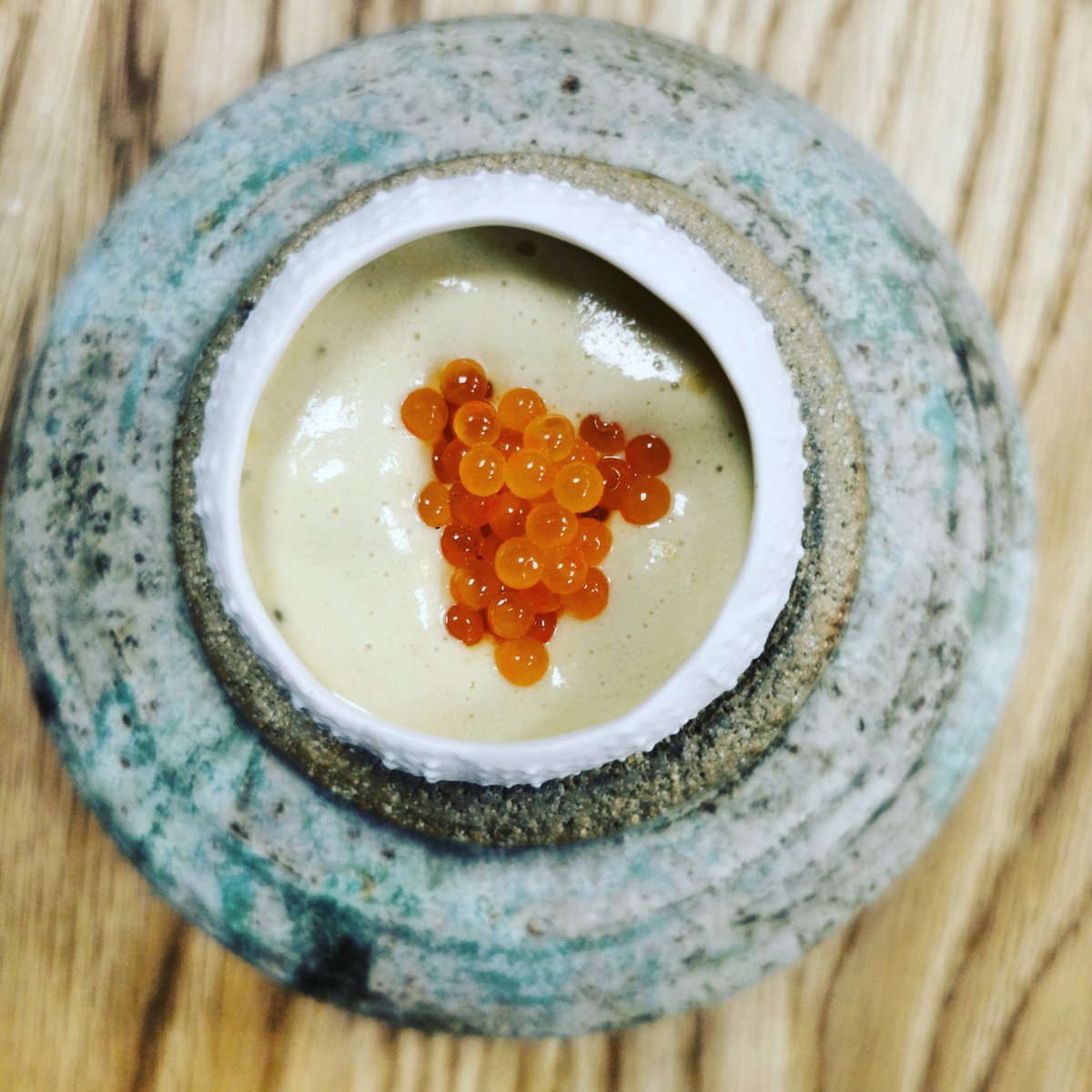 New snack for tomorrow night <a href="/aniargalway/">Aniar</a> sea urchin sabayon with trout roe <a href="/goatsbridge/">Mag Kirwan</a> <a href="/Mungo_Seaweed/">MungoMurphySeaweed</a> #thisisIrishfood