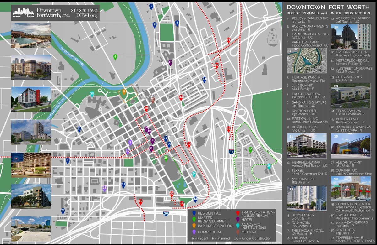 Fort Worth Urban On Twitter Here Is The Full Map Of Downtown Projects There Is A Total 2 700 Residential Units And 990 Hotel Rooms On The Map Though Some Are Already Completed Map Of Downtown Fort Worth