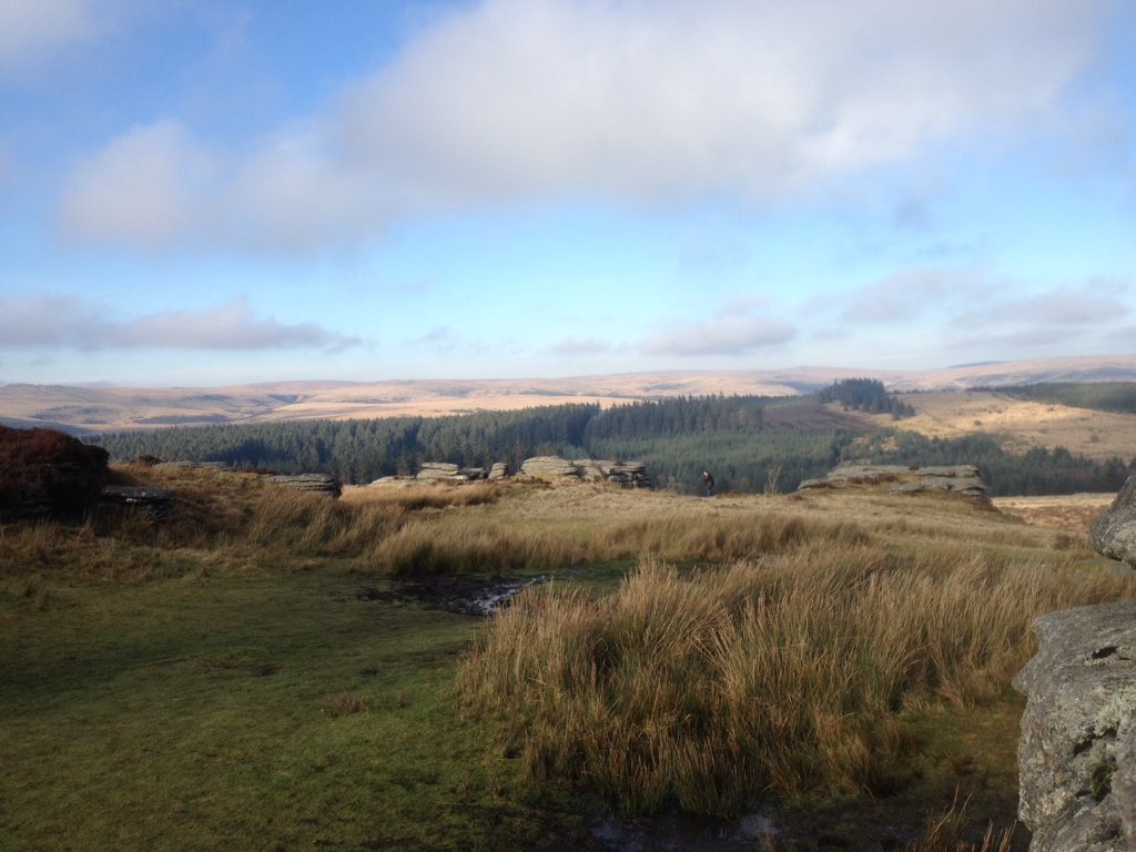 Barbaraswalking's tweet photo. What a day for walking from #TwoBridges! A little mist and then warm sunshine! No waterproofs! 23 people walked 12 miles. Coffee stop #HigherWhiteTor , lunch at #BelleverTor #MoorlandGroupRamblers @DevonRamblers @RamblersGB @dartmoornpa https://t.co/vX7t3BFzYN