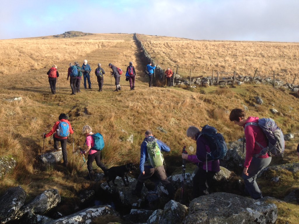 Barbaraswalking's tweet photo. What a day for walking from #TwoBridges! A little mist and then warm sunshine! No waterproofs! 23 people walked 12 miles. Coffee stop #HigherWhiteTor , lunch at #BelleverTor #MoorlandGroupRamblers @DevonRamblers @RamblersGB @dartmoornpa https://t.co/vX7t3BFzYN