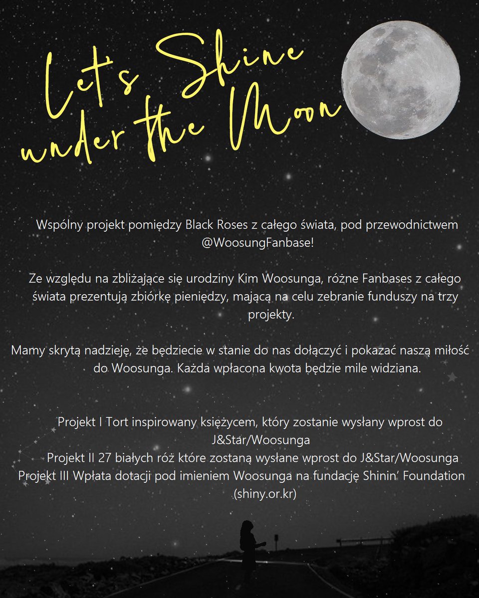 TheRosePoland's tweet photo. ✨✨✨✨✨✨✨✨

🌒Let's Shine Under the Moon🌘

Projekt zorganizowany z okazji zbliżaj��cych się urodzin Woosunga, w którym udział biorą Black Roses z całego świata w tym także z Polski! 🌹

🐾🎂

🔗PayPal https://t.co/vCtxe5TUer

🔗Ankieta https://t.co/XukEGgz9cu https://t.co/EFQ4YMPfCL