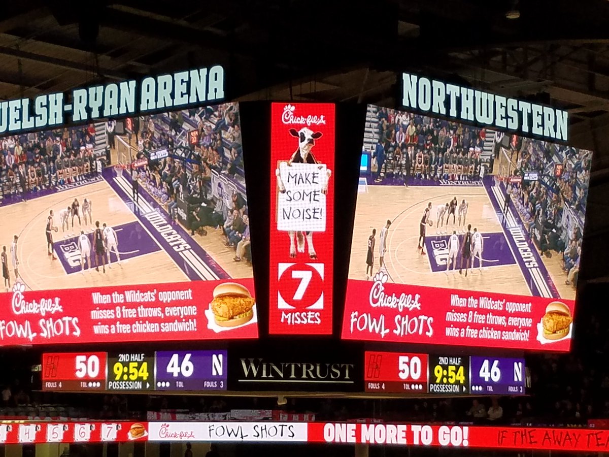 jjsoccerref's tweet photo. Nothing like free chicken to get the crowd at Welsh-Ryan to get loud. #B1GCATS #FreeChickFilA https://t.co/YyChEqpMOK