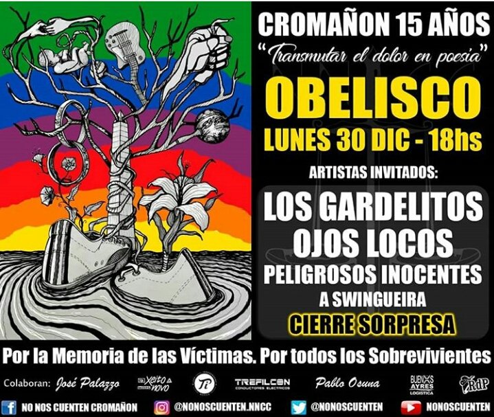 LauraMillerOk's tweet photo. A partir de las 21:30 hs se proyectará el video clip de " Sin Quebrarse " en el cual tuve el orgullo de participar, homenajeando a las victimas y sobrevivientes de Cromañon. Ahi estaré PRESENTE.
#Cromanon15Anos #Presente
#lauramiller #sinquebrarse https://t.co/Nit0VYQg4u