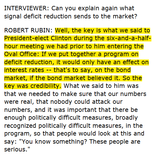 DavidpStein's tweet photo. This…has not aged well. 

"The deficit reduction not only
contributed to spurring recovery, but it provided
a sound basis for positioning the country for the
long run.” - #RobertRubin, Circa 2000-2001

https://t.co/Qrcicztlpg https://t.co/BBMN8ZAAyZ