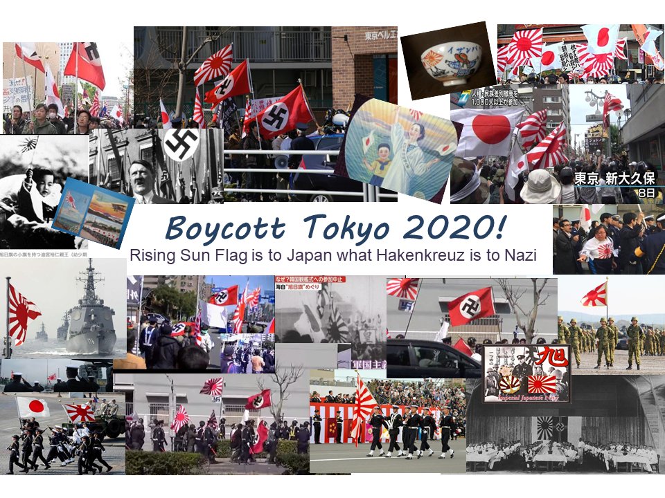 zbcdfghjklopqst's tweet photo. #AbeAdministration insists #RisingSunFlags have been widely used traditionally in #Japan, which is quite false. You can see them anywhere #JapaneseRacist rallies are held. #RisingSunFlag is apparently a symbol of this nation's #militarism, #WarCrime, and #racism. https://t.co/EyS9vGsbPD