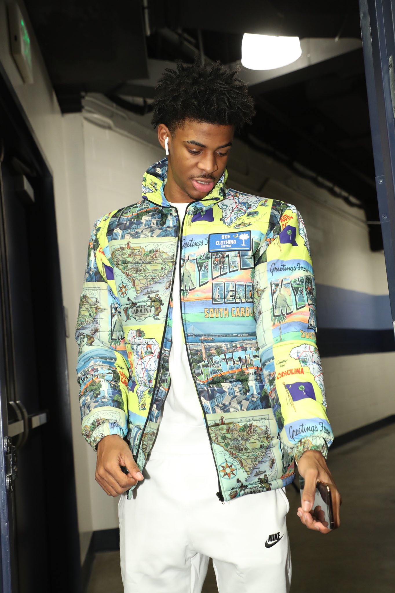 JaMorant] Ja Morant in the South Carolina Map Puffer Jacket : r