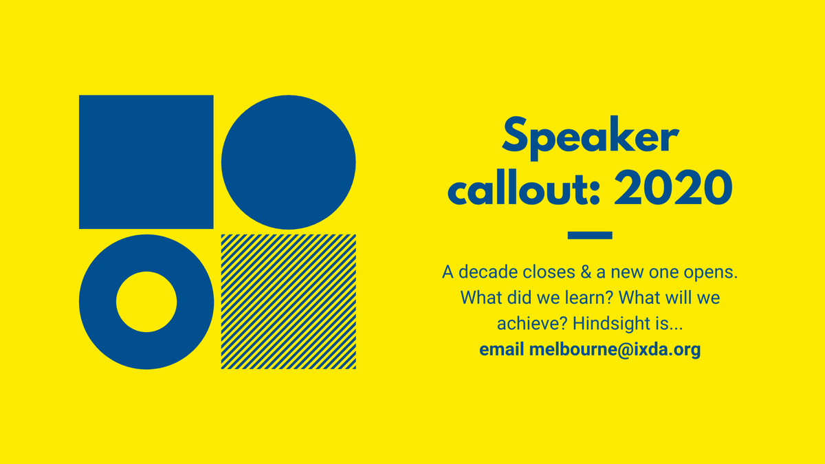 IxDAMelbourne's tweet photo. Our next meetup will be on January 28, with the theme "2020". If you're keen to be part of it, we're looking for two speakers to present, either a workshop/talk or a fireside chat. Pitch here: https://t.co/CjXjIjPa9r https://t.co/KUoSTNvgyG