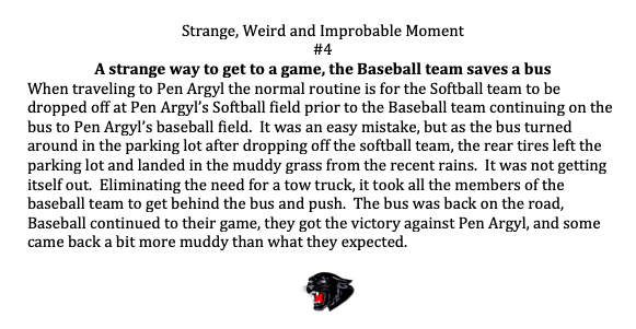 SauconAthletics's tweet photo. It's time for Strange, Weird, and Improbable Moment #4.  This time we move to Baseball, and it was what they moved that puts this on the list... #SVPanthers https://t.co/gT2AFklqDV