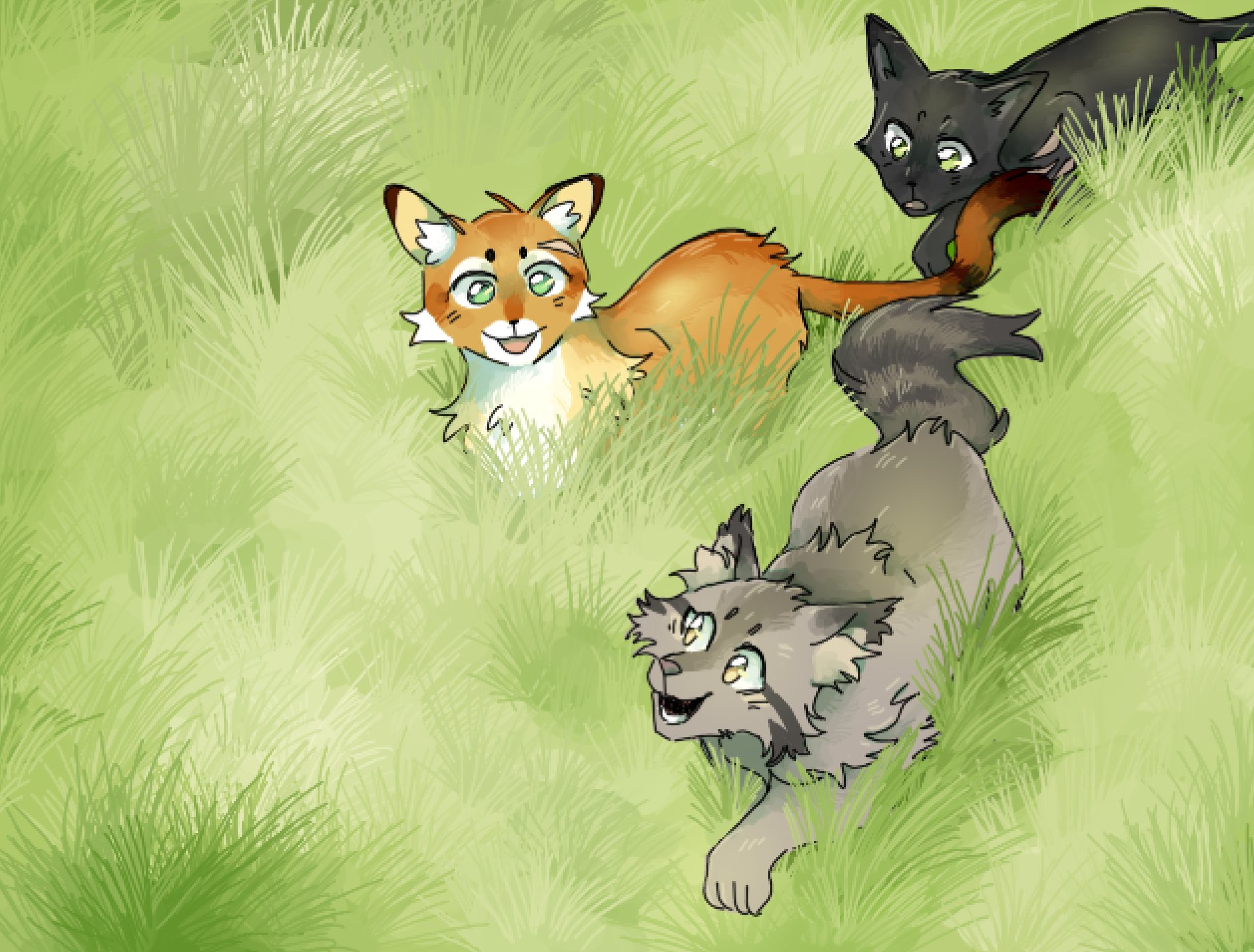 Firepaw, Graypaw and Ravenpaw