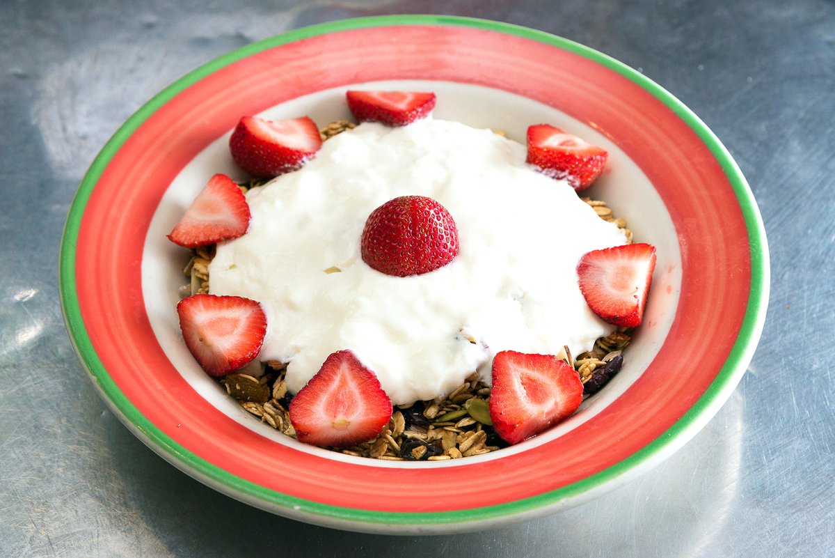 Start your day with our homemade #granola, organic low-fat yogurt &amp; strawberries.
.
.
.
#StoneMillBakery #StoneMill #Bakery #Granola #TupeloHoney #HoneyGranola #Strawberries #HealthyBreakfast #HealthyFood #MeatlessMonday #MotivationMonday