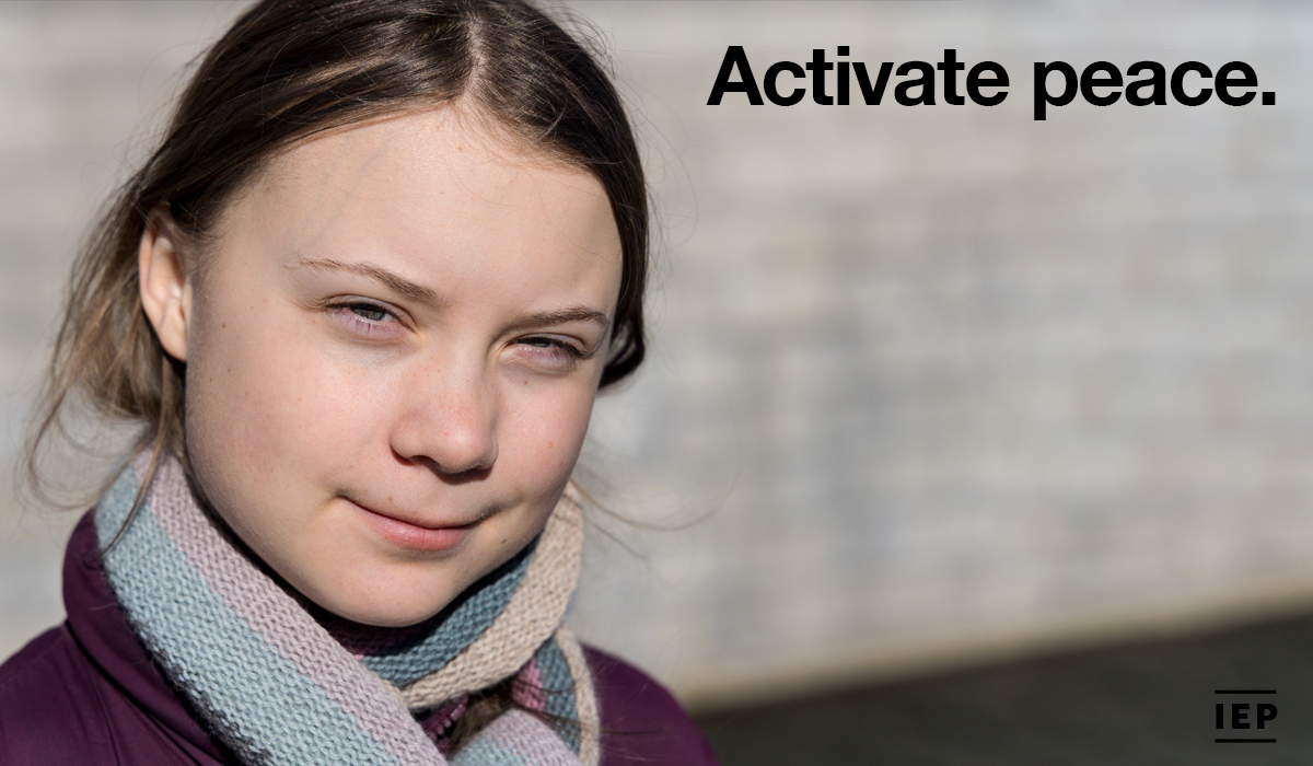 GlobPeaceIndex's tweet photo. Greta Thunberg first became known for her environmental activism in 2018. 

As 971M people live in areas with high exposure to climate change and 400M of them live in countries with low levels of peacefulness - this message has never been more urgent or important.

#activatepeace https://t.co/6jUtA0WDxM