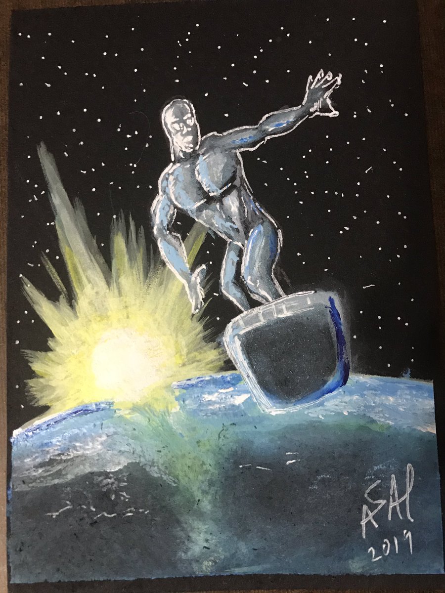 asapcandraw's tweet image. Trying out these #watercolors from @getsketchbox with a little Silver Surfer sketch. It’s been a while since I’ve worked with paint but this makes me want to do more. #getsketchbox #marvel #silversurfer