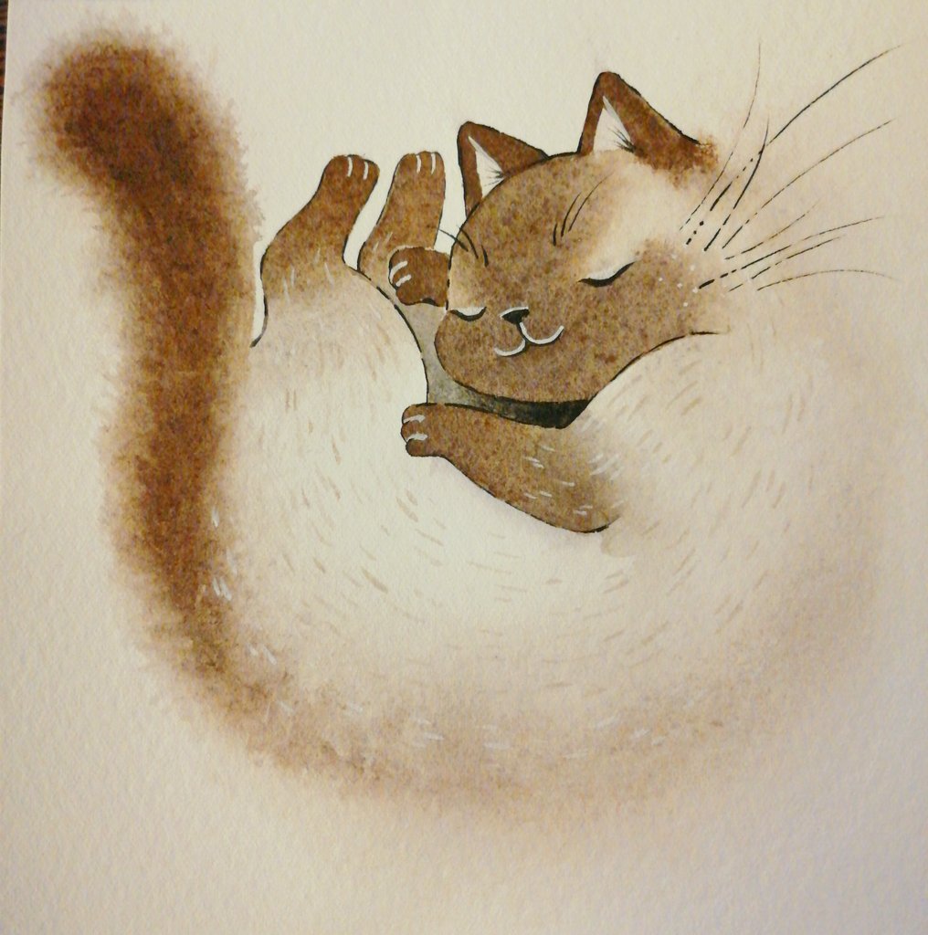 KamuiHand's tweet photo. It's been so long since I made a #watercolor #acuarela #aquarelle 
Needed a good exercise, and I thank #afulee on #ig and #yt for an amazing video #tutorial x3
I just did it with my own model, a #siberiancat #cat #siberiangato #fluffycat #fluffy #gatopeludo and final details. https://t.co/uJmvi5INo2