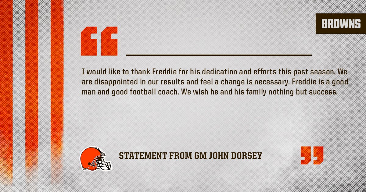 Browns's tweet image. Statement from GM John Dorsey: