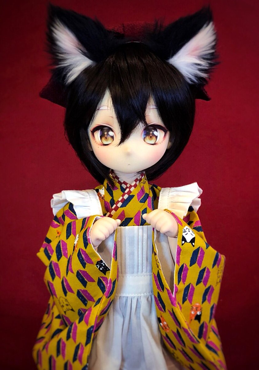 年始年末はなんとなく着物🇯🇵甘木E(<a href="/Eveyamori/">甘木E</a>)さまのメイド風着物セットとご縁がありました。普段着っぽい着物が新鮮✨たすき掛けが可愛い💕年の瀬大忙し💦年末の買い出し&amp;大掃除がんばる！
#れにゃっ子
#アイランダー猫耳