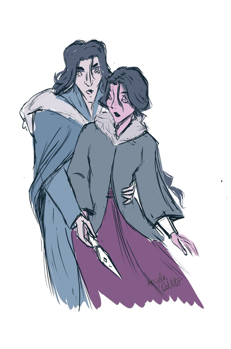 angelaanimates's tweet photo. Morozko teaching Vasya to fight. I have a quarter left of #WinteroftheWitch and woww. I loved the addition of Vasya’s niece in Girl in the Tower and its so great to see how she grows in this book. 
Also, pendant and special Valentine’s pin drop with be TOMORROWWWWW. #bookart https://t.co/w4s6wj9h0f
