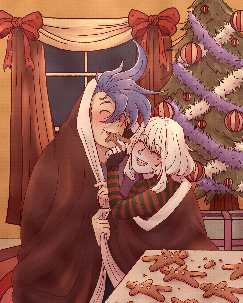 heres my piece for the LioGalo Secret Santa!!!! my recipient is <a href="/2amSnow/">dovekie</a> and my prompts were Galo and Lio sharing a christmas snack/treat &amp; somthing warm and holiday themed! i hope you like it!! i loved drawing this! <3 #galoliosecretsanta #galolio