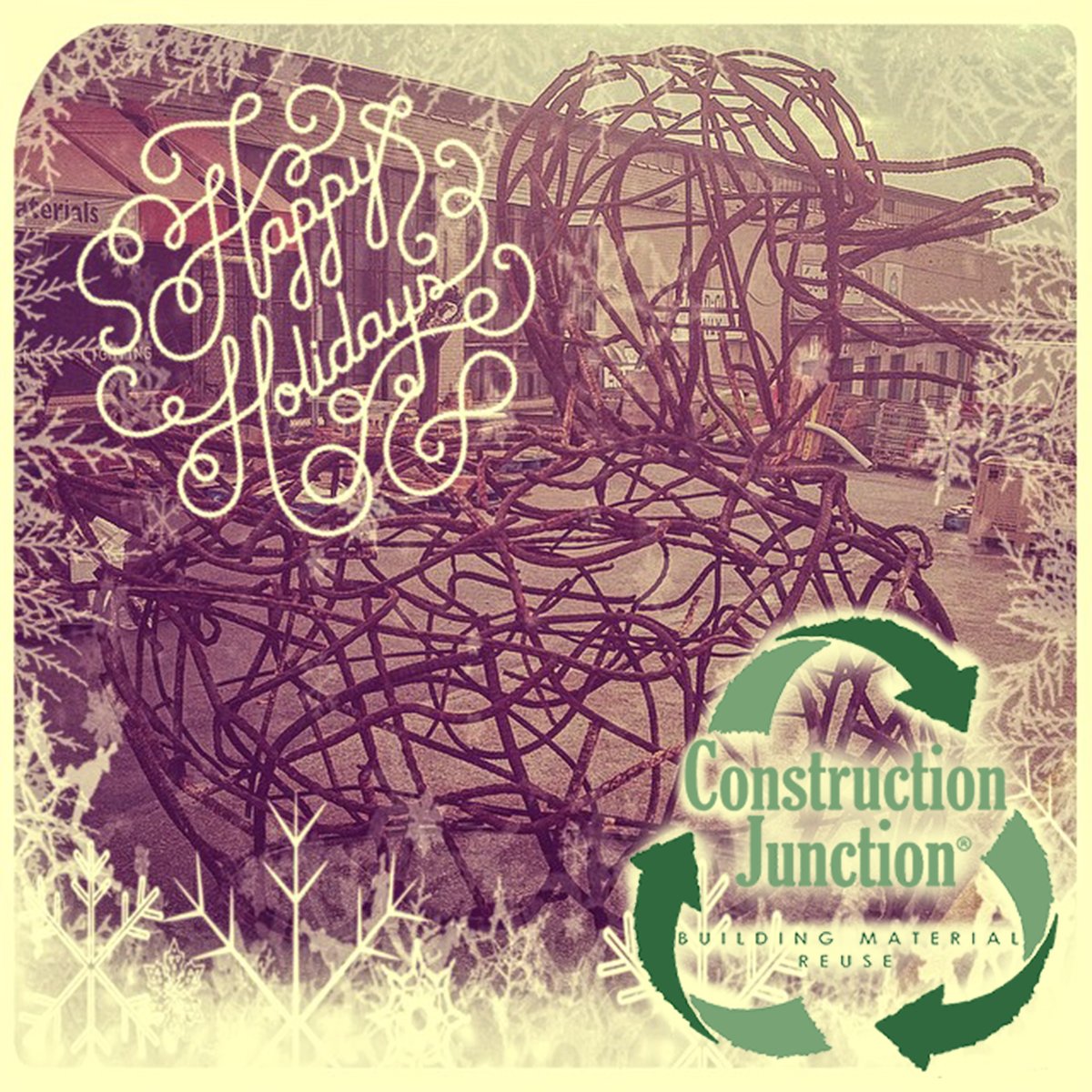 CJreuse's tweet photo. Whatever you're celebrating this week, this is a message wishing you have a safe and Happy Holidays from everyone at Construction Junction!
#cjreuse #happyholidays #20Yearsoflesswaste https://t.co/arwNRflZCT