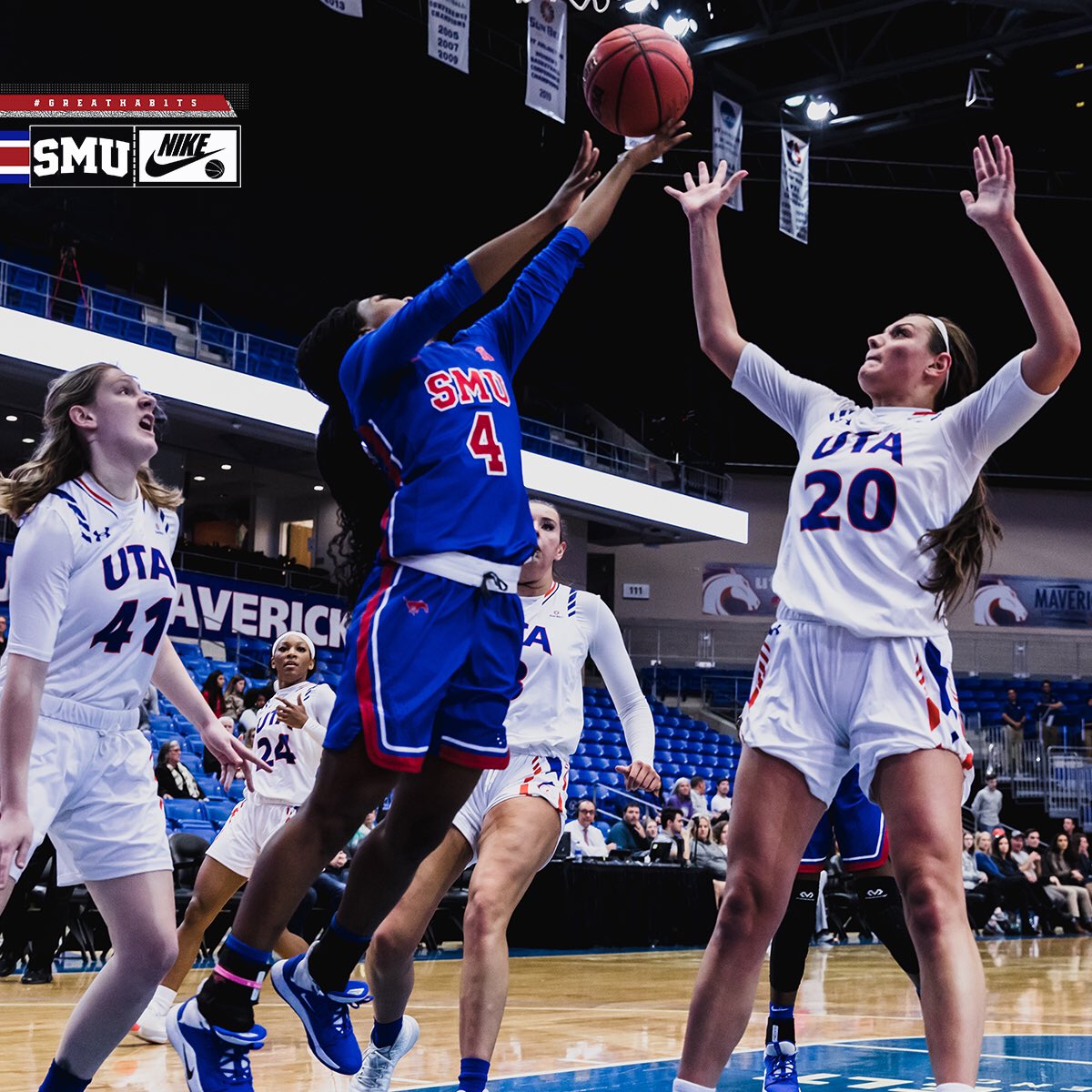 SMUWBB's tweet photo. It’s a dogfight‼️ #ponyup #BeatUTA https://t.co/fvStj3Holk