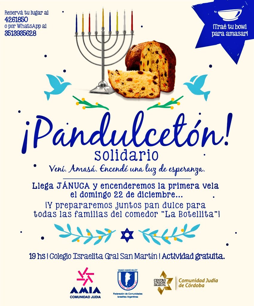 EliahuHamra's tweet photo. #JanucaFederal #Córdoba
En Centro unión Israelita de Córdoba @KehilaCordoba, actividad solidaria y encendido de la primera vela. >>>
#VaadHaKehilot @KehilaCordoba https://t.co/tdCUAxyXxv
