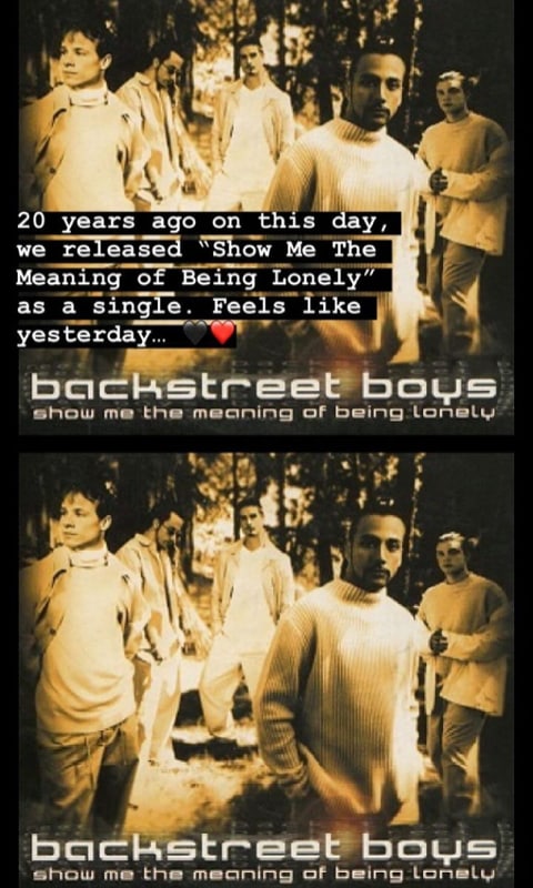 FansMillennium's tweet photo. Happy 20 years to this wonderful song❤❤❤ @brian_littrell @aj_mclean @kevinrichardson @nickcarter @howied @flowmusicxp @dfallaccess @Los40 #showmethemeaning #20years #greatsong #BackstreetBoys https://t.co/sUc5ScbAKJ