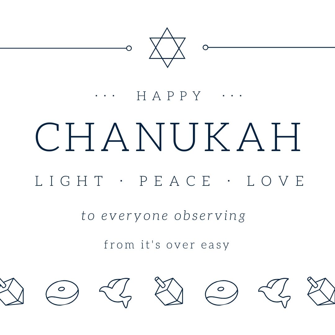 itsovereasy's tweet photo. Warmest wishes to you and yours this Chanukah from #ItsOverEasy https://t.co/TZWSvLS6aN
