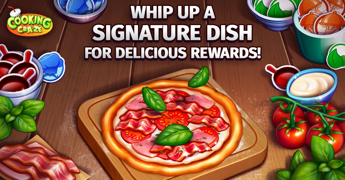 Click here to play Cooking Craze! 👇 
cookingcraze.onelink.me/uzFA/d7f42c91

Whip up a Signature Dish and earn some delicious rewards! 🍕

* Not seeing the Signature Dish? Be sure to update the most recent version of Cooking Craze.