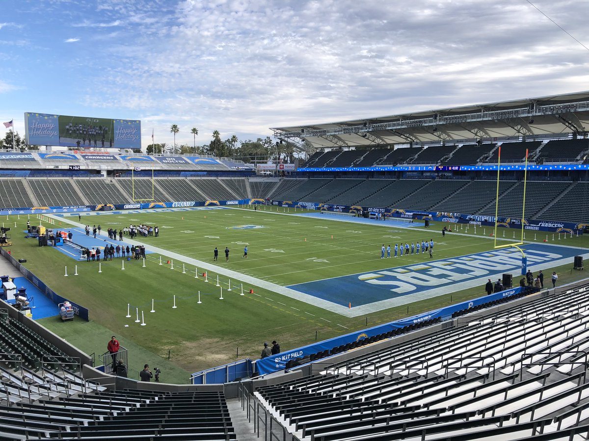chargersgameday's tweet photo. Last home game here at @dignityhealthsp ! Parking gates are open, and stadium gates open at 10am! See you soon! 

#OAKvsLAC https://t.co/ifrFdBFM9y