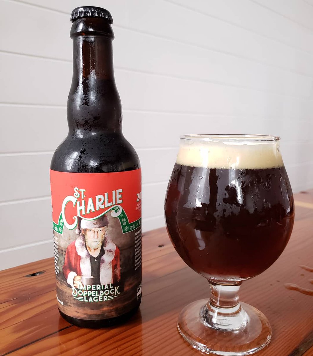 SantaNorthwest's tweet photo. Beer 10 of 12 Beers of Christmas. St. Charlie from @figureheadbrews ABV 11% Imperial doppelbock is inspired by the Austrian beer Samichlaus. Rich malt notes of fig and raisin, a strong lager great for sipping next to a warm fire. Mellowed by almost a year of extended lagering. https://t.co/zrnBEJsw6S