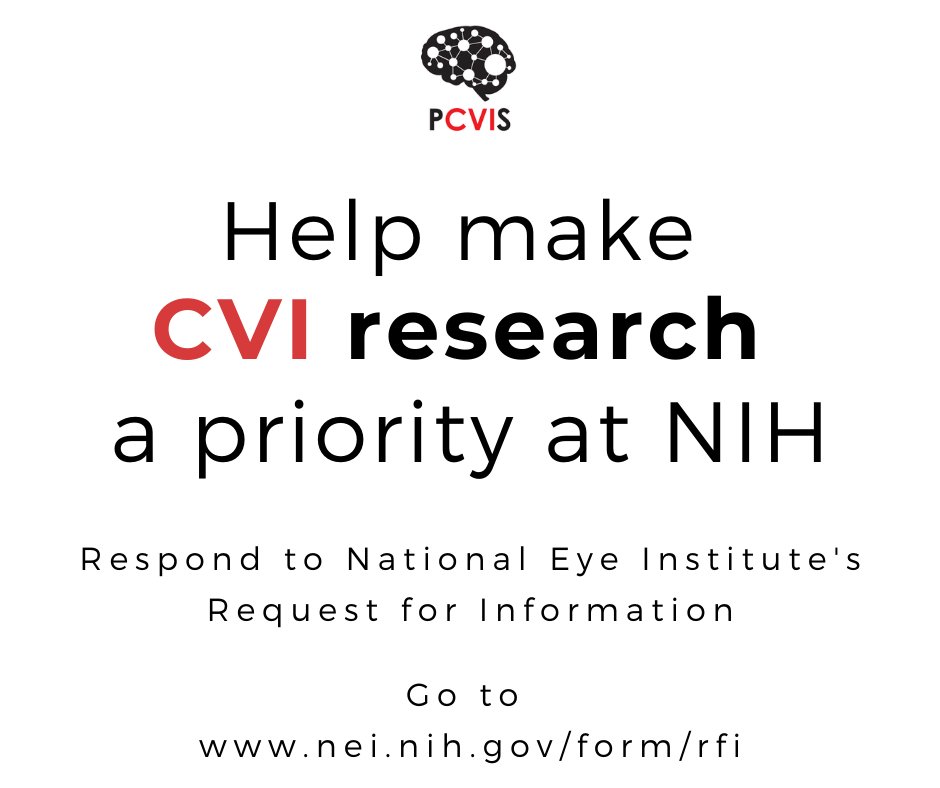 PCVIS_vision's tweet photo. A critical chance to influence the future of #CVI research! NEI wants input from researchers, clinicians, patients, #vision advocates & public on #research needs & areas for emphasis. Let NEI know about the gaps in quality of life for kids w/ CVI. #PCVIS https://t.co/alujWeyuSi https://t.co/EFvngo8tHj