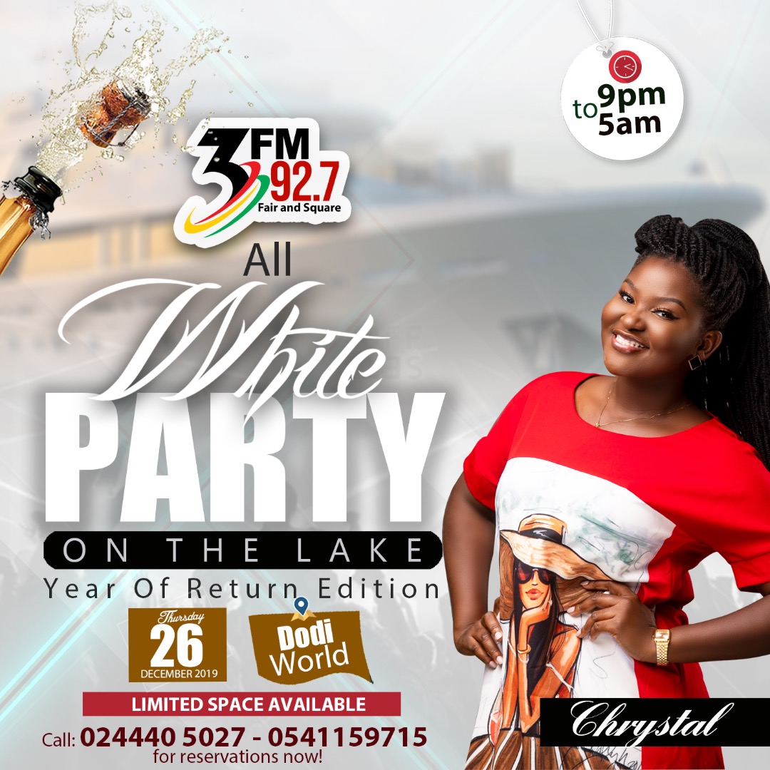 Parte after Parte 💃💥🚀 

4 Days More to the first ever party on the lake, All night long! 

🗓 Boxing Day, 26th December.

Call 0244405027 or 0541159715

Come have fun with your favorite Media Media General Presenters! 🤩🎉