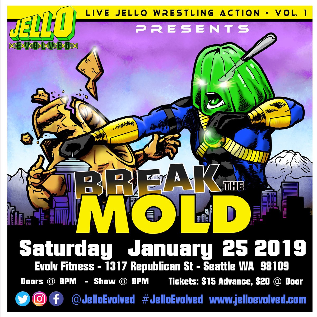 JelloEvolved's tweet photo. The “League of Extraordinary Gelatin” combat one another in a pit of molten (cherry) LAVA!! Erupting for the first time in Seattle!

Costumes! Athleticism!(?) 2 for $5 Jello Shots! Its gonna be a super(un)natural good time!

TICKETS: https://t.co/526OBfPLiR https://t.co/RHsXzPaV9p