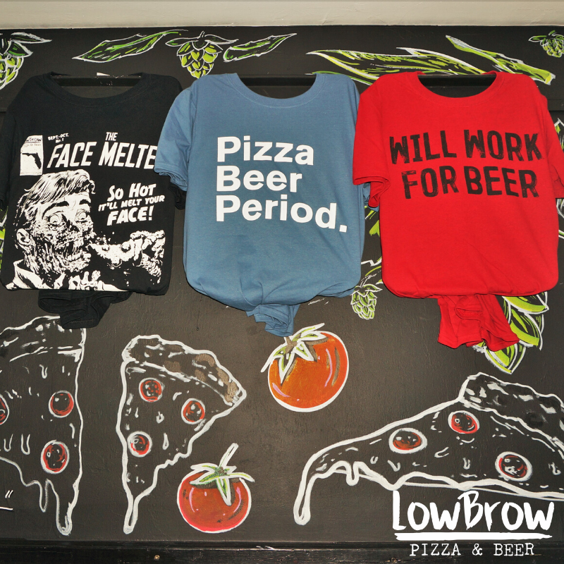 LowBrowPizza's tweet photo. If you need a last-minute holiday gift, we offer pizza, beer and tees...

Which tee is your favorite?

#lowbrowpizzaandbeer #alocalmadejoint #grittyeastnaples #naplesfl #craftpizza #craftbeer #pizza #pizzalover #instafood #beer #beerporn #instabeer #craftnotcrap #happyhour https://t.co/lKycrlb4J2