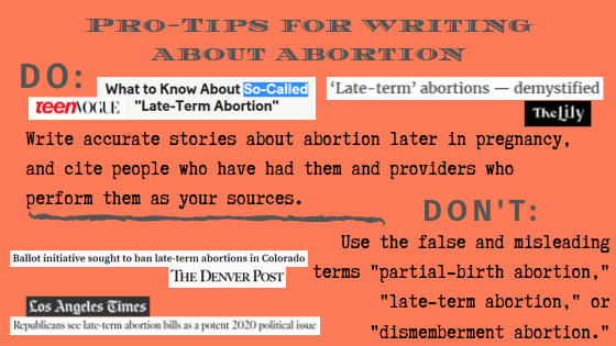 reproaction's tweet photo. “Pro-life” lies about can be stopped with a vigilant media. We’ve put together some pro-tips for writers who want to discuss later abortion accurately: https://t.co/aoCbjg04yd https://t.co/GkuJnoydFh