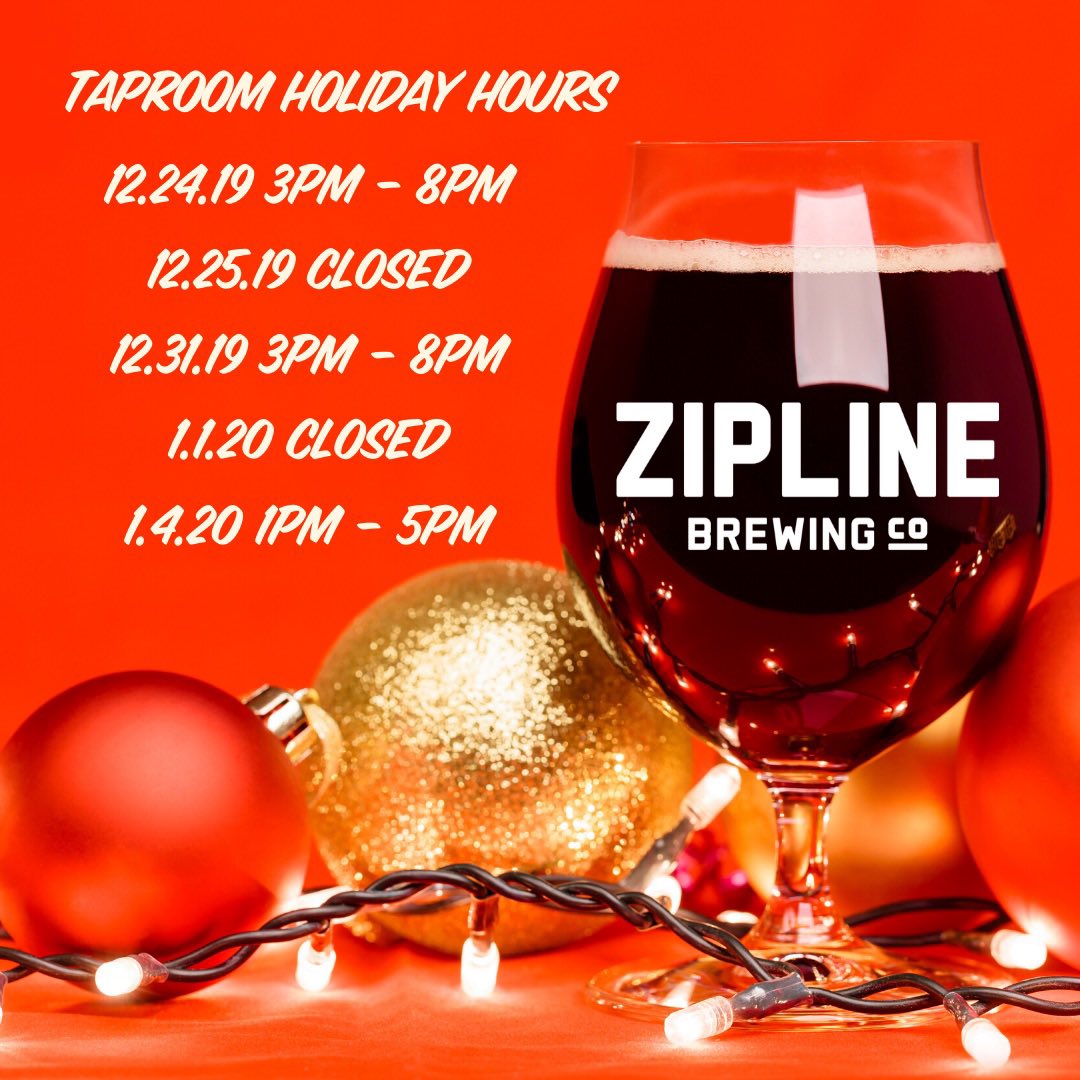The Holiday season is upon us. 
Please note our hours over the next few weeks. 
As always, thank you for letting us be part of your Holiday tradition.
Cheers! 🍻