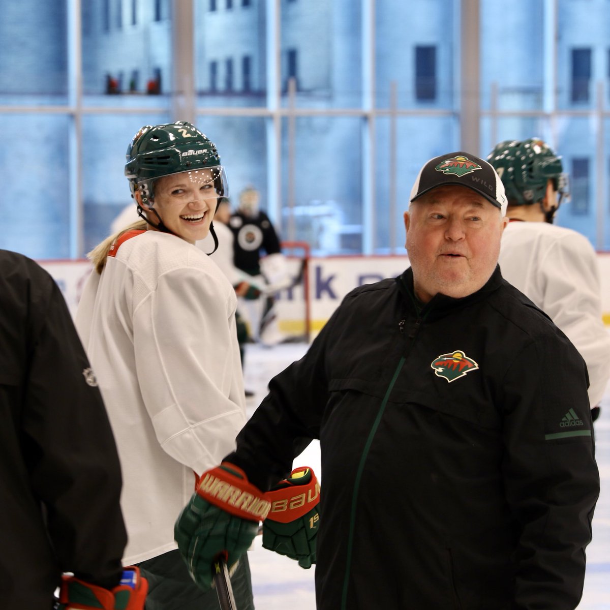 mnwild's tweet photo. We had a special guest today at practice. Hey, @LeeSteck2! 👋

Girls’ Hockey Weekend, presented by @Freschetta, was a blast. Thanks for joining us! 🏒

#mnwild https://t.co/ppfVQx0YnT