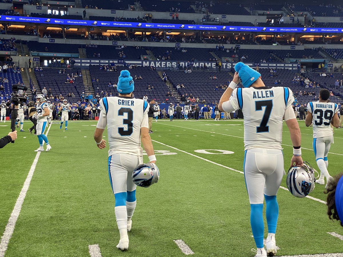 OliviaRayTV's tweet photo. Will Grier gets the start today.... Kyle Allen gets the bench. 

Colts vs. Rookie QB. Do you have faith in the home finale? #ColtsWatch8 https://t.co/IbSFOA9BEN