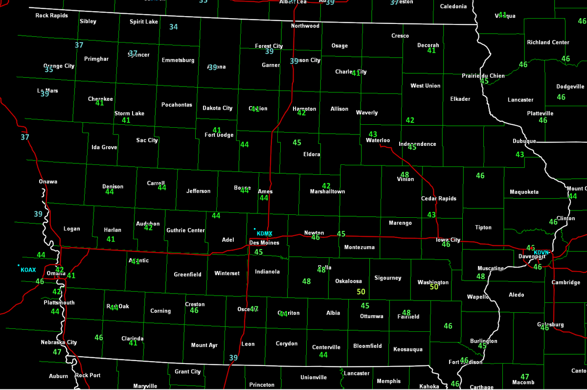 WxMarshall's tweet photo. The mild December weather keeps rolling. Washington and Oskaloosa already at 50°. There will be a lot of 50s on the map later today across the state. #WinterHiatus #iawx https://t.co/RqIKh4Ige1