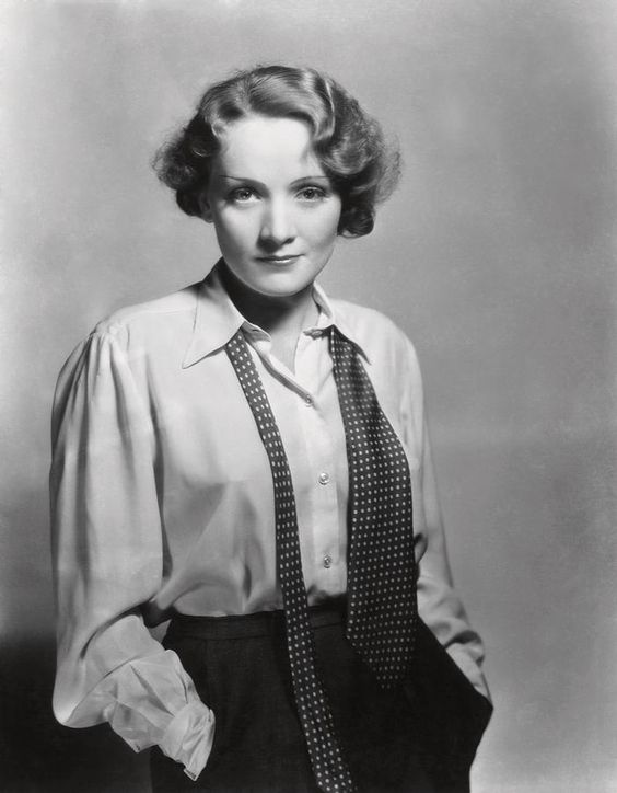 Marlene Dietrich, studio portrait, spotted cravat