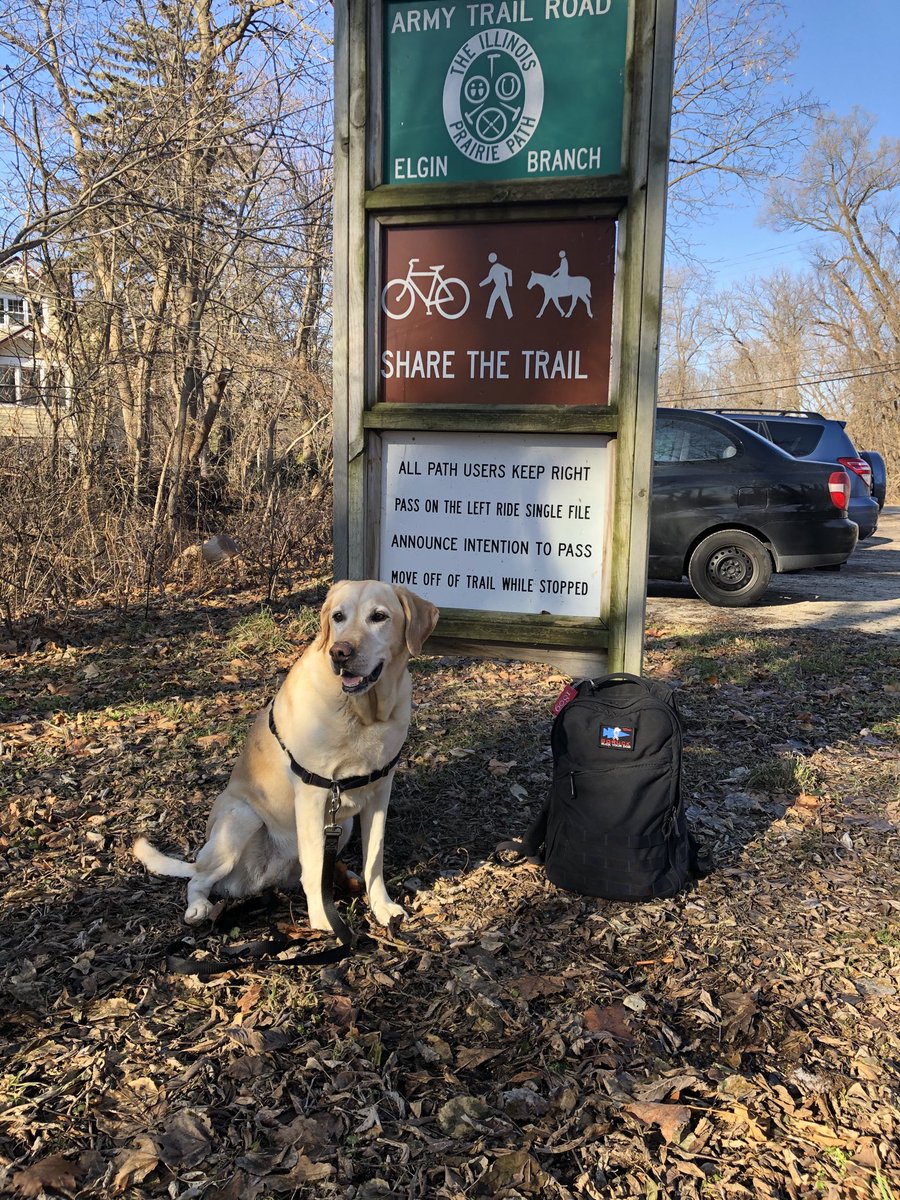 karnakmac's tweet photo. Better than average day for a 4 mile ruck in  northern Illinois. #illinoisprairiepath ⁦@GORUCK⁩ #ruckyourdog2019 https://t.co/EsP9CNOMrb