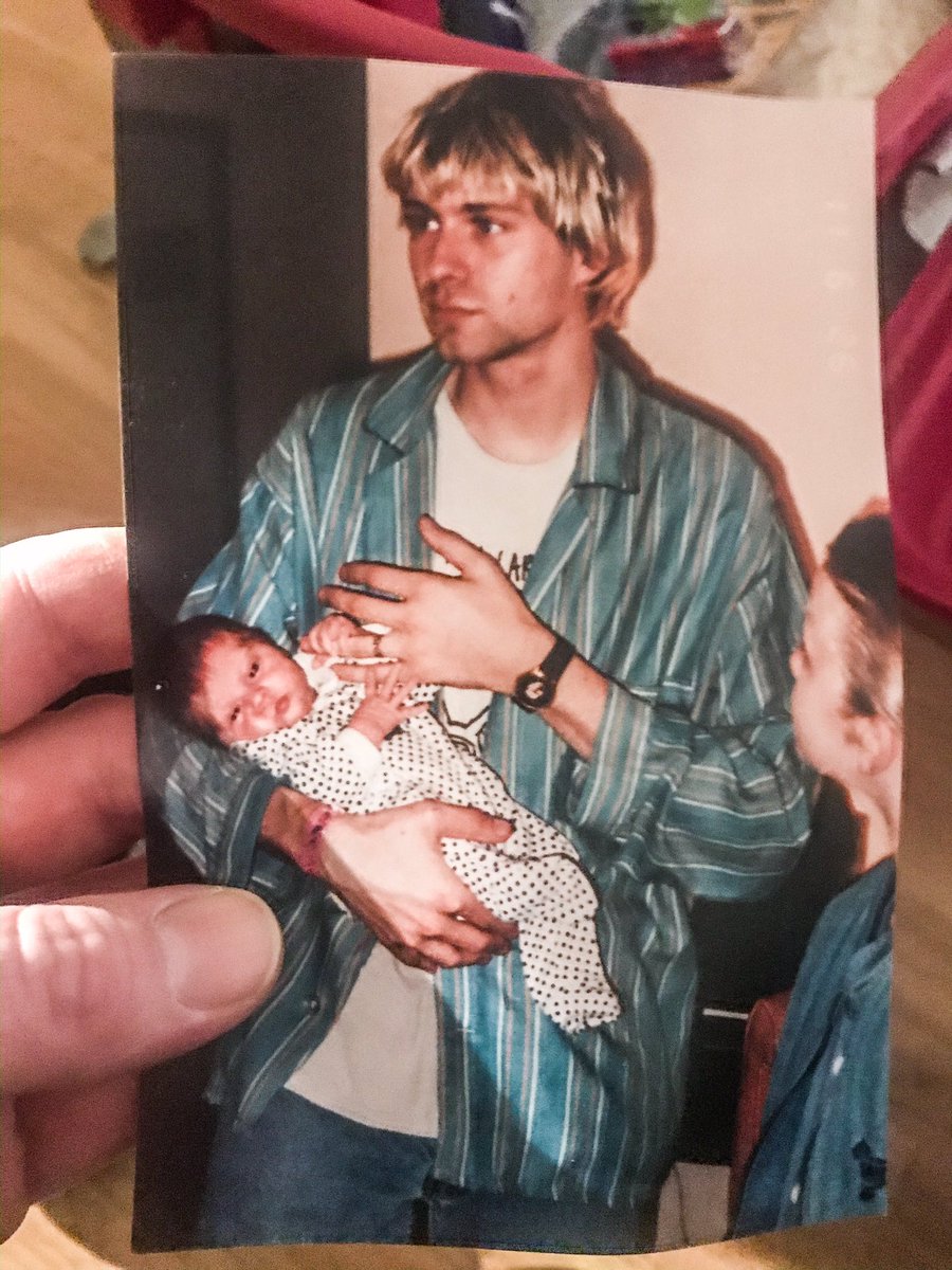 A photo of Kurt Cobain with daughter Frances Bean from many years ago. Kurt’s grandfather Leland gave this to me when we were working on a documentary in Aberdeen, Washington, USA. @The_SpaceWitch #KurtCobain #history #photography #music #musician #legend #FrancesBean #Nirvana