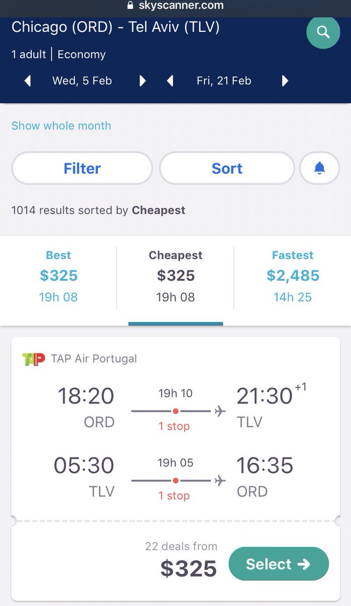 YallaOnABudget's tweet photo. Want to save even more money on flights? We suggest using Google Flights or Skyscanner to find the best flight deals. 

Combine that with a layover and you’re going to Israel for $325 round trip from Chicago 🤯 https://t.co/faFVTRG9fo