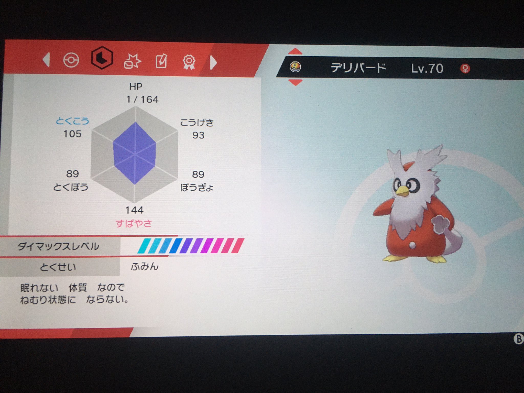 A デリバードが大量出現中だと ついさっき知って たまたまスイッチのワイルドエリアニュースが目に入った 急いでオンラインにして他人レイドに参加 そして一発で隠れ特性ふみんのデリバードを確保 これで剣盾での解禁済み隠れ特性はコンプリートした A デリバードが大量出現中だと ついさっき知って たまたまスイッチのワイルドエリアニュースが目に入った 急いでオンラインにして他人レイドに参加 そして一発で隠れ特性ふみんのデリバードを確保 これで剣盾での解禁済み隠れ特性はコンプリートした