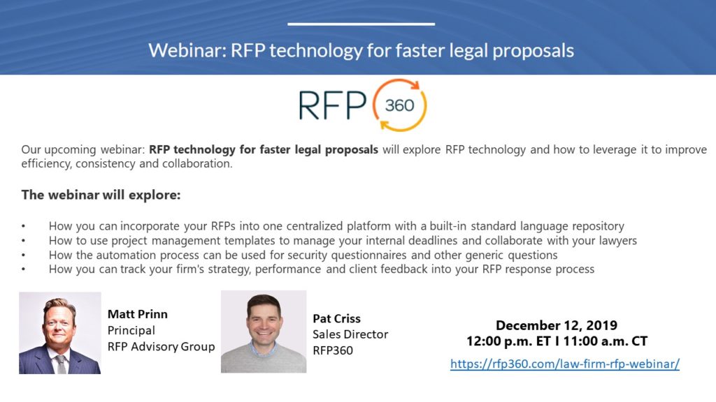 Webinar Recording: RFP technology for faster legal proposals rfpag.com/rfp/webinar-re… #Legal #RFP #RFPAdvisoryGroup