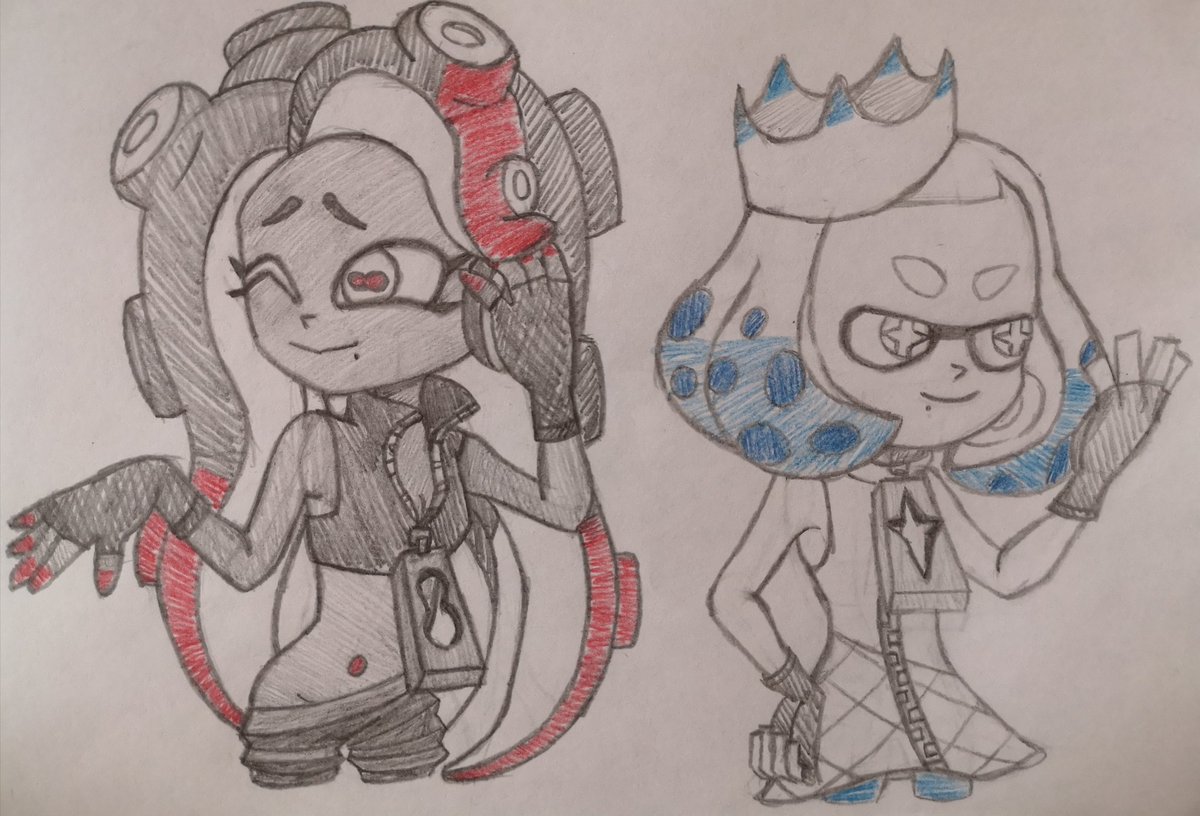 LadyHoneycomb's tweet photo. Some #OfftheHook in the Splatoon manga #coroika style!
Colors are from their first live performance of "Nasty Majesty"!

Thanks for being patient, I appreciate it very much 😊 https://t.co/k4AJJDQccu