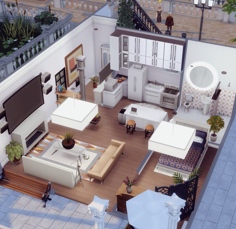 claudiabuilds's tweet photo. interior of my latest build (no cc)! #sims4 #sims4builds #sims4house #sims4houses #sims4build https://t.co/OxZhQWJYjG